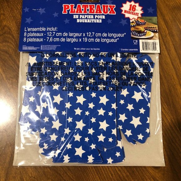 Patriotic Red White And Blue Paper Food Trays 16 - Picture 3 of 3